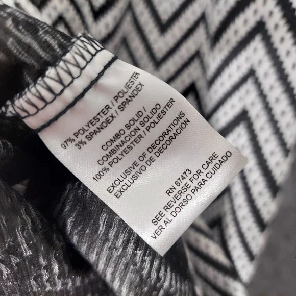 Gabby Skye Dress 8 Sheath Black Chevron Bell Sleeve Mod Retro Office Business - Picture 11 of 16